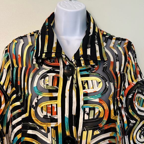 Vintage Damee, Inc.  Mesh Butterfly Button Front Swing Jacket Women's Small - Picture 7 of 10